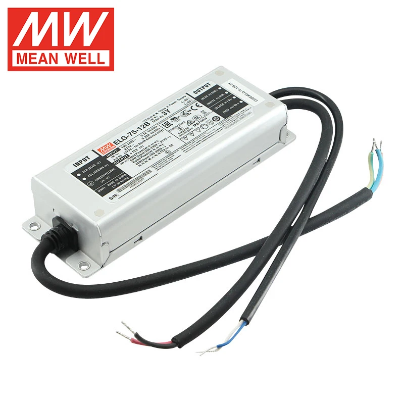 Среднее ELG-75-12B-3Y 75 Вт 5 А 12 В светодиодный драйвер IP67 функция PFC