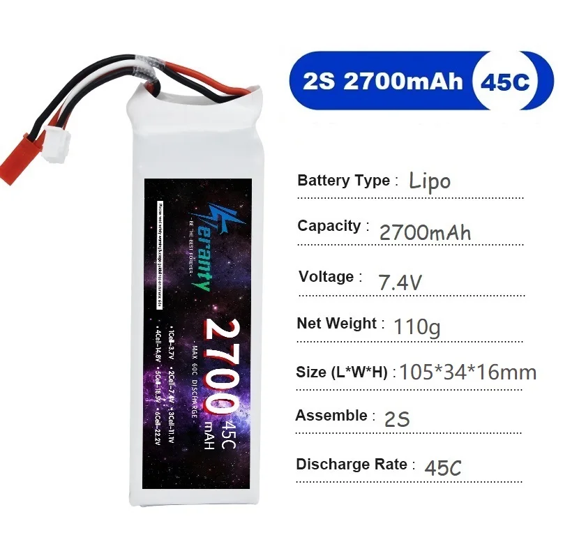 7 4 В 2S 2700 мАч 45C Lipo аккумулятор с разъемом Deans T/JST/XT30/XT60 для радиоуправляемый самолет вертолет автомобиль лодочный грузовик аксессуары