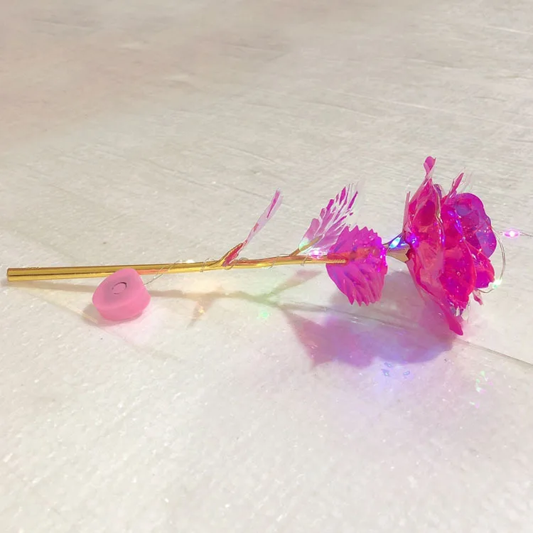 Multi-Color 24k Gold Foil Rose with LED Light Artificial Galaxy Roses Preserved Eternal Roses for Weddings
