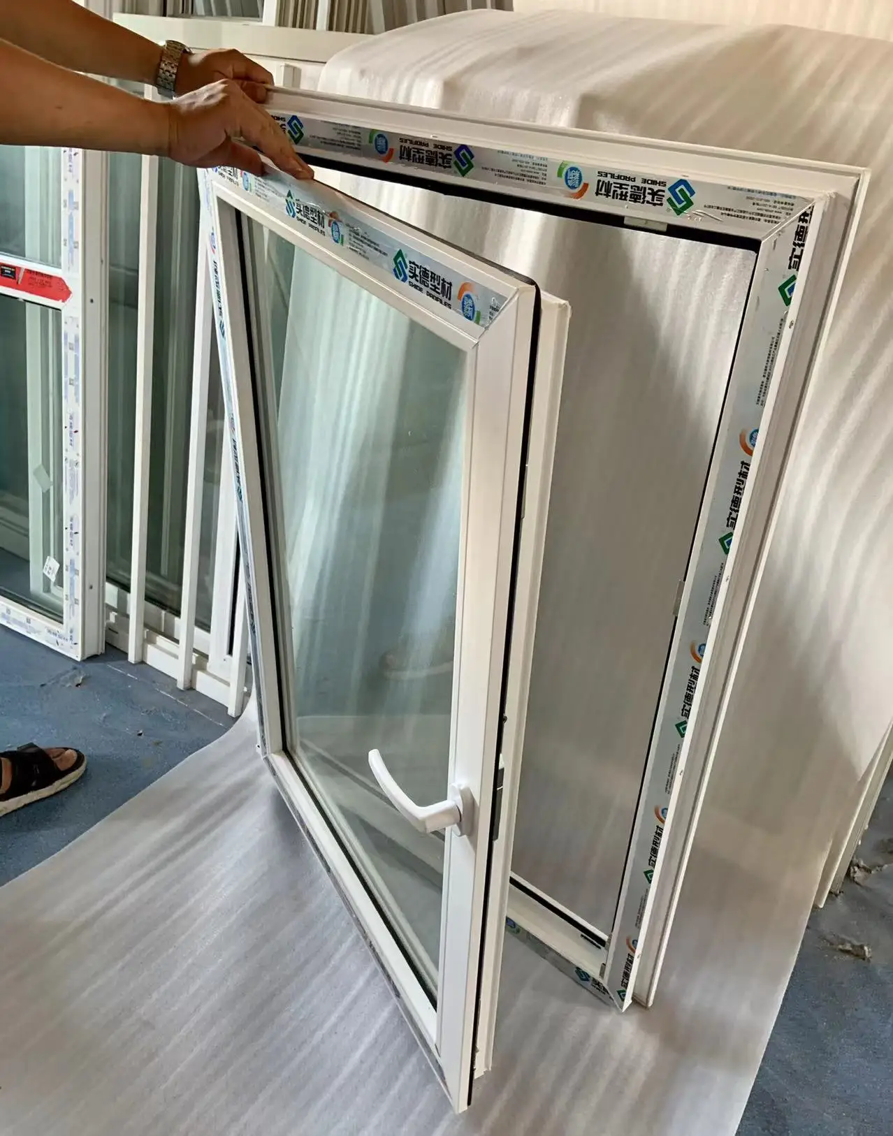 Energy PVC Tilt Turn Windows with Triple Glass Sliding Open Style Double Glazed Aluminium Frame Plastic Tilt Rotate Features