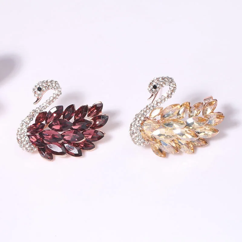 Cheap wholesale jewellery diy animal cubic zirconia turtle swan metal flower diamond brooch