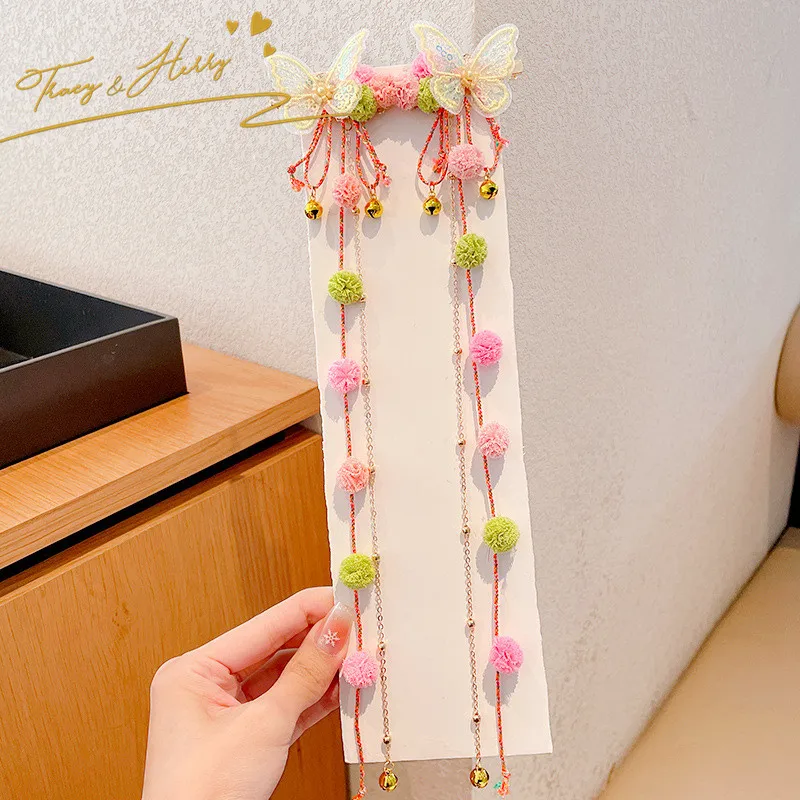 Tracy & Herry Children Hair Accessories Bow Fringe Hairpin Streamer Pair Clip POMPOM Princess Tassel Duck Beak Hair Clip