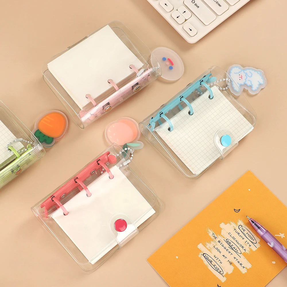 Mini Pocket 3 Ring Diary Notebook Journal Agenda DIY Photocard Binder Korean School Stationery Notepad Leather Binder 10 PVC