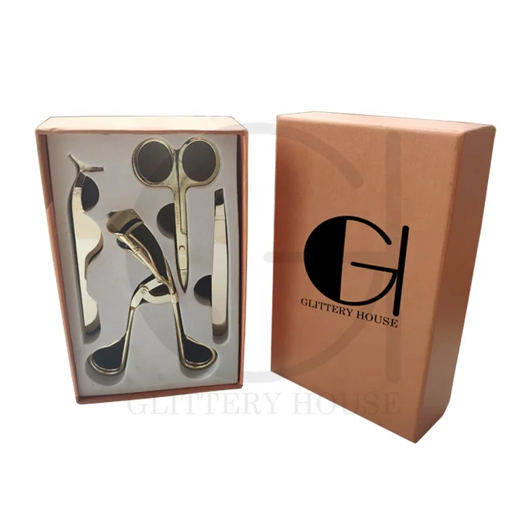 Набор аппликаторов для ресниц, щипцы для завивки ресниц, ножницы 4 в 1, индивидуальная упаковочная коробка, частная этикетка, инструменты для макияжа, пинцет для ресниц, набор аппликаторов