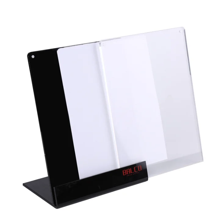 Customized Acrylic L-shaped sign stand holder menu stand with logo printing