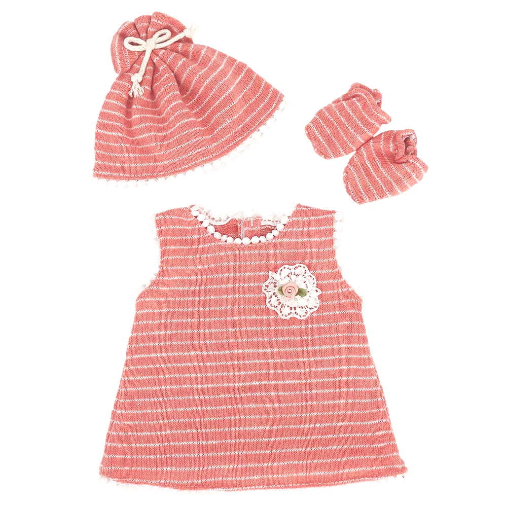 18inch Blue and pink set of reborn doll costumes cute full set of clothes, hats and shoes