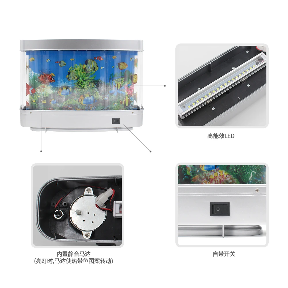 3D Discovery Kids Marine LED Lamp Rotating Ocean Aquarium Picture Motion Moving Lamp Night Light Tropical Fantasy fish light