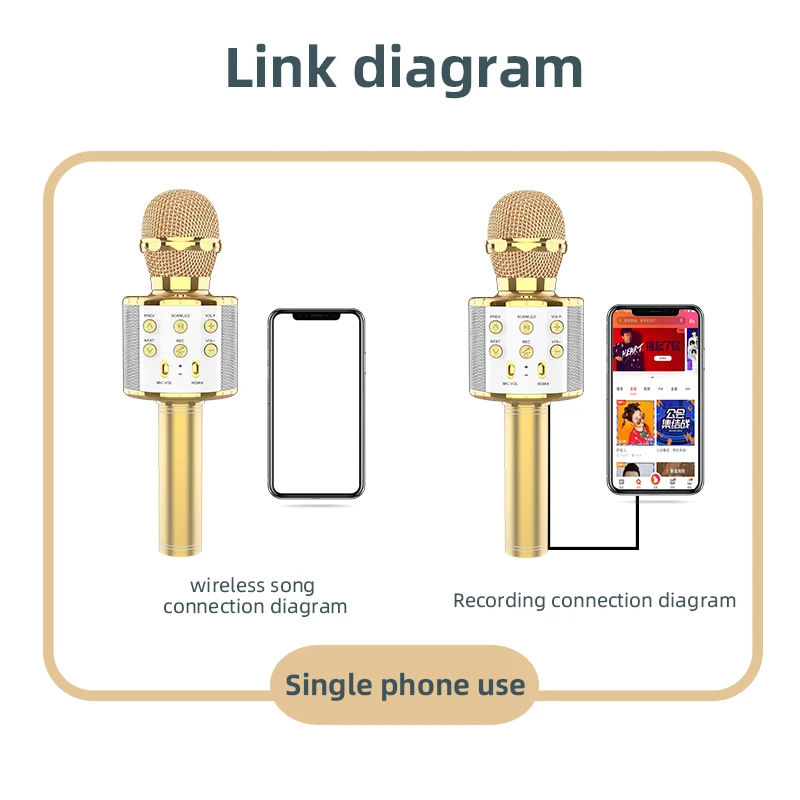 Wholesale Portable Wireless Karaoke Player Mike and Speaker 2 in 1 Wireless Microphone