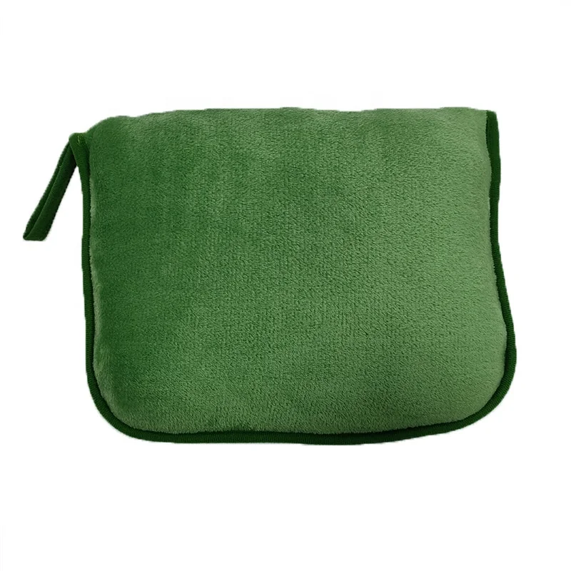 Custom logo Outdoor Portable Flannel Fleece Travel Airplane Blanket 2 in 1 Pillow Blanket Set
