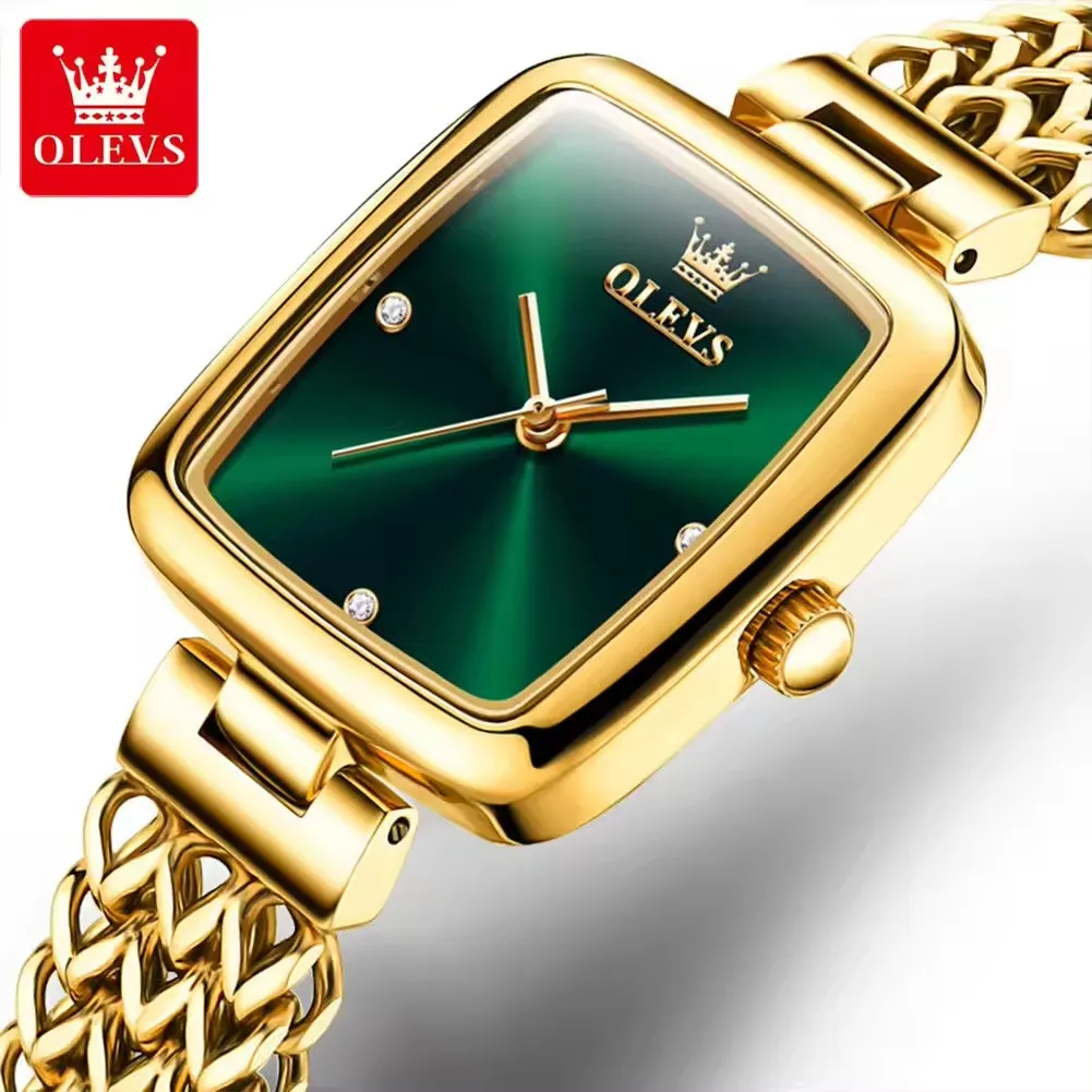 OLEVS 9948 wholesale chinese factory Square Gold Women Watch quartz watches luxury Ladies Wrist Watches Green Face