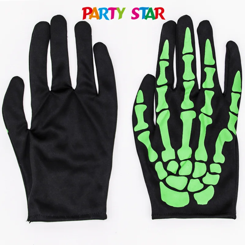 Светящиеся перчатки для Хэллоуина 2021, реквизит для кричащих вечеринок, реквизит для показа скелета, страшные перчатки, светящиеся ночью короткие светящиеся перчатки