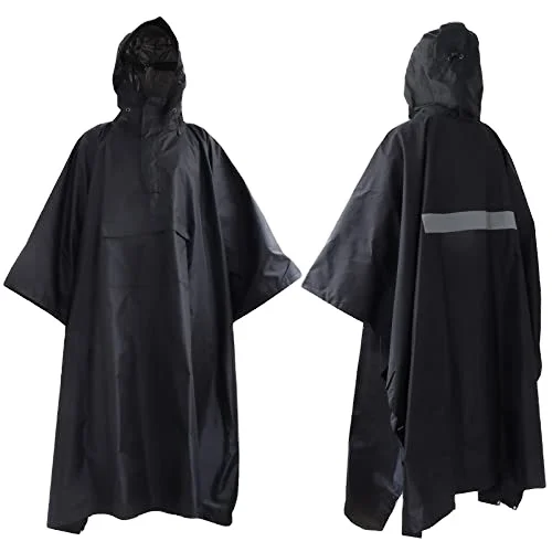 outdoor reusable hooded rain poncho for adult with pocket breathable polyester nylon raincoat custom