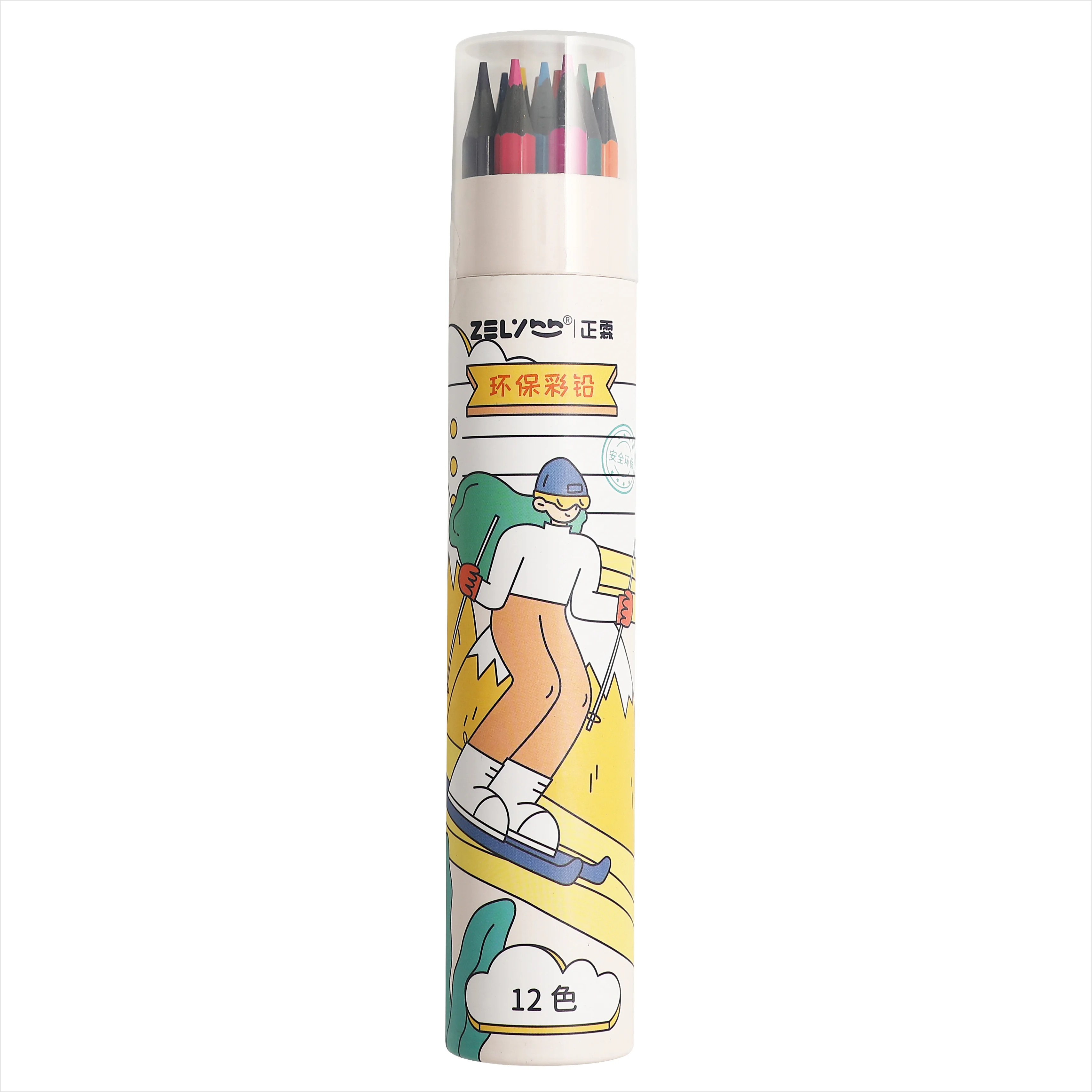 12 Color Pencil Paper Tube Color Pencils Recycled Black Material Hot Sale color pencil for drawing