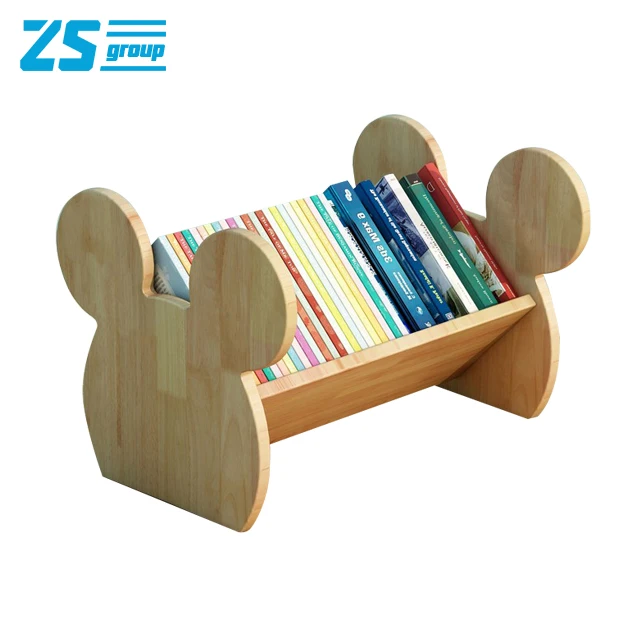 Solid wood bookshelf floor kindergarten baby cartoon picture book stand desktop toy storage rack home