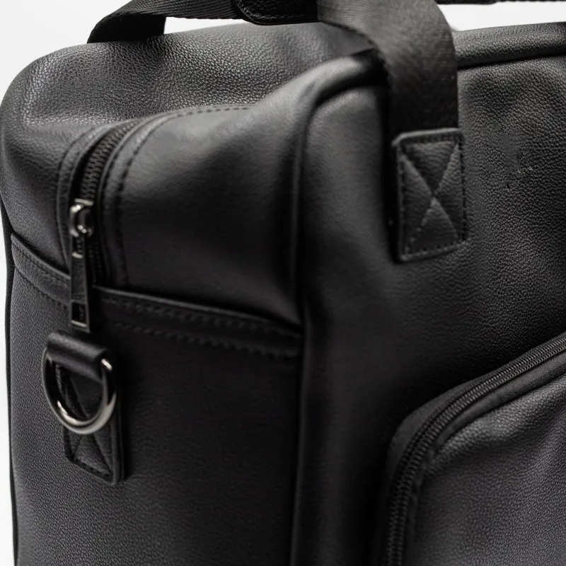 Black Lunch Box Bag For Men & Women Portable Leather Small Lunch Cooler Bag Handheld Insulated Lunch Bag