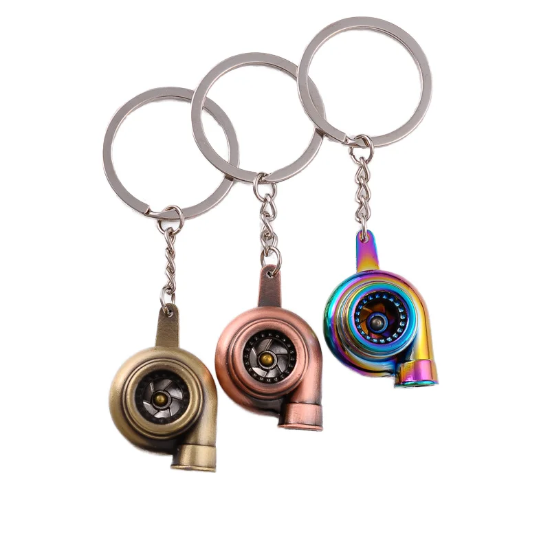 Mini Colorful Turbo Keychain Spinning Turbine Key Chain For Women Men Cool Turbocharger Keyring Fashion Jewelry Gift Accessories