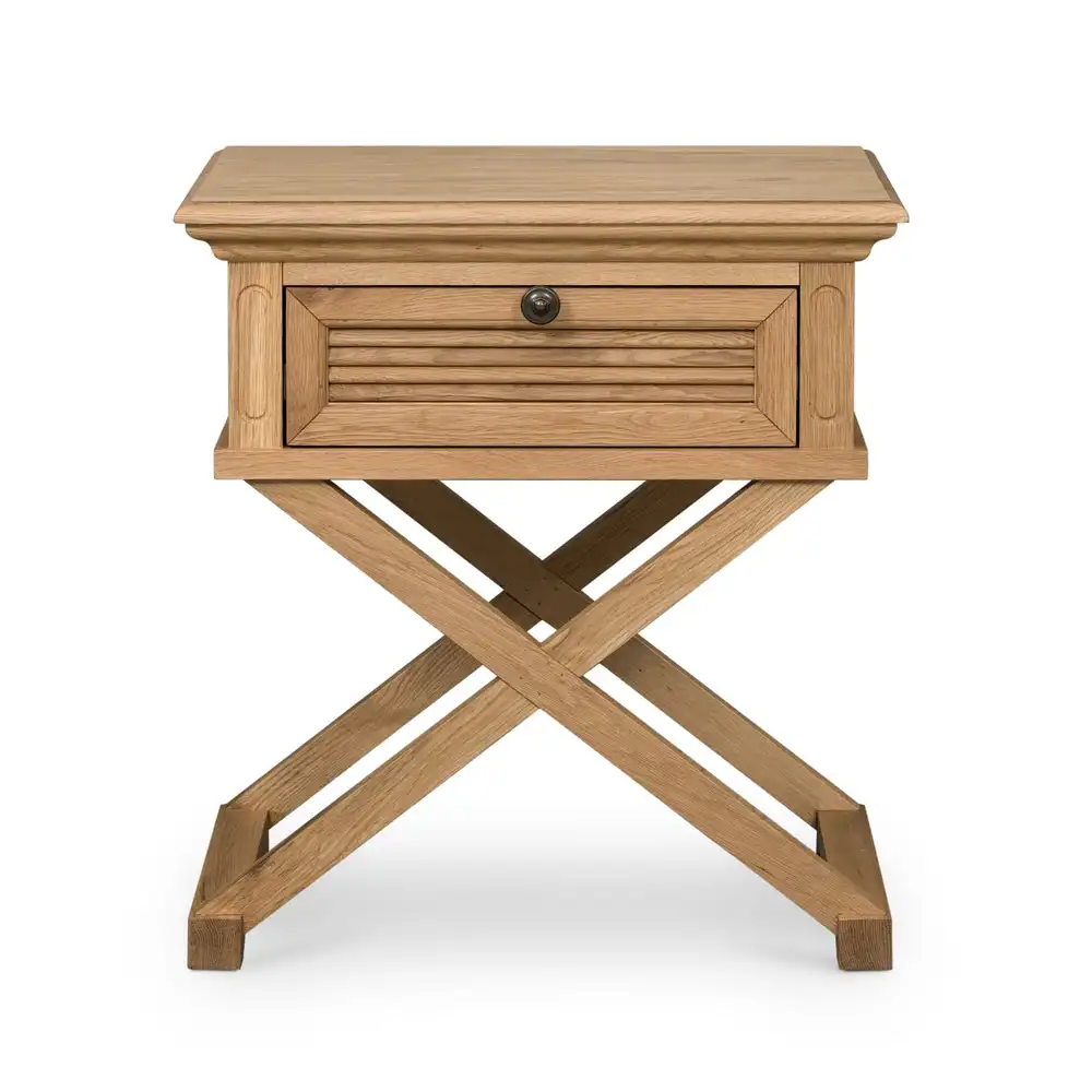 Hamptons Style Matt Clear Lacquer Bedroom Furniture Bedside Table Drawer Wood Oak Nightstand