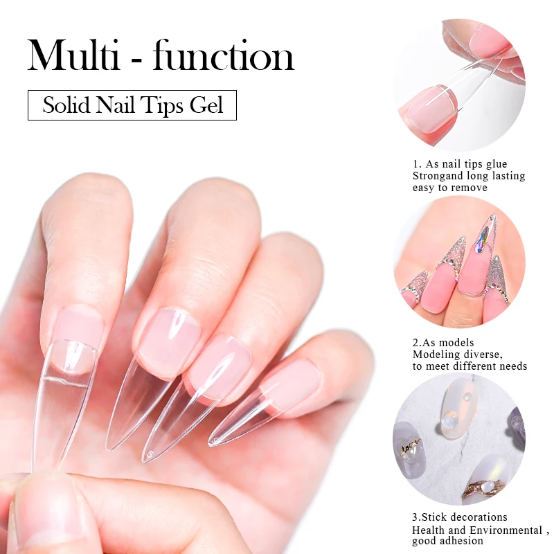 High Quality Tip Builder Rich Pigmented Cruelty Wholesale Poly Extension Nail gel glue for nail tip