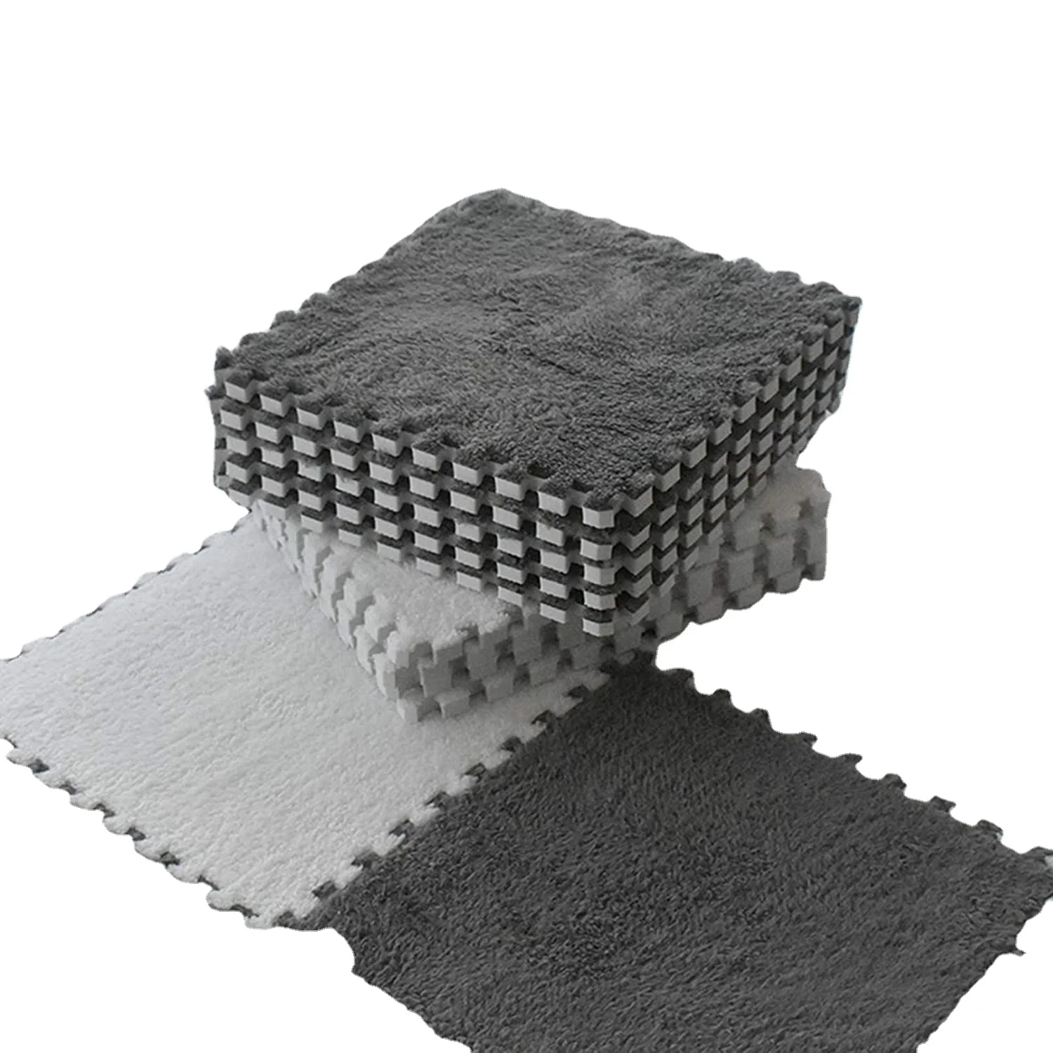 Interlocking Carpet Shaggy Soft EVA Foam Mats Fluffy Area Rugs Protective Floor Tiles for Indoor Room Parlor Bedroom