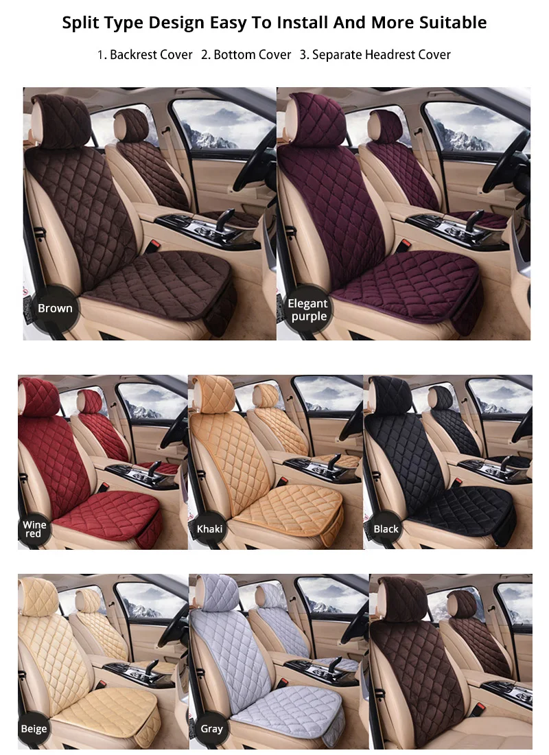 4 Colors Flocking Cloth Warm Cushion Cover Winter Diamond Pattern Car Seat Cover