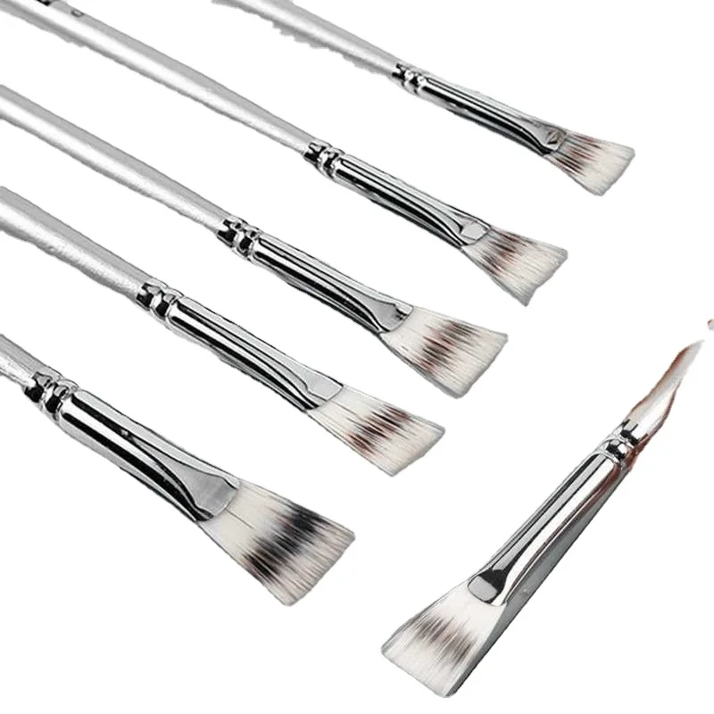 Acrylic Pen Silver Long Rod Art Supplies Miniature Fan-shaped Watercolor Gouache Two-color Nylon Hair Hook Line Oil Paint Brush
