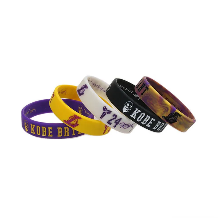 Factory Direct Cheap Engraving Wristband Personalized Promo Gifts Silicone Basketball Kobe Bryant Bracelet