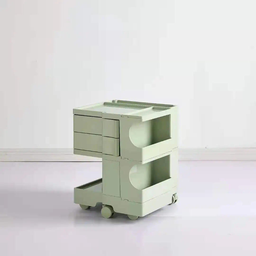 Multi-storage Rolling 2 Tier 2 Drawer Cart Storage Cabinet ABS Plastic Pink White Black  Storage Drawer Cart