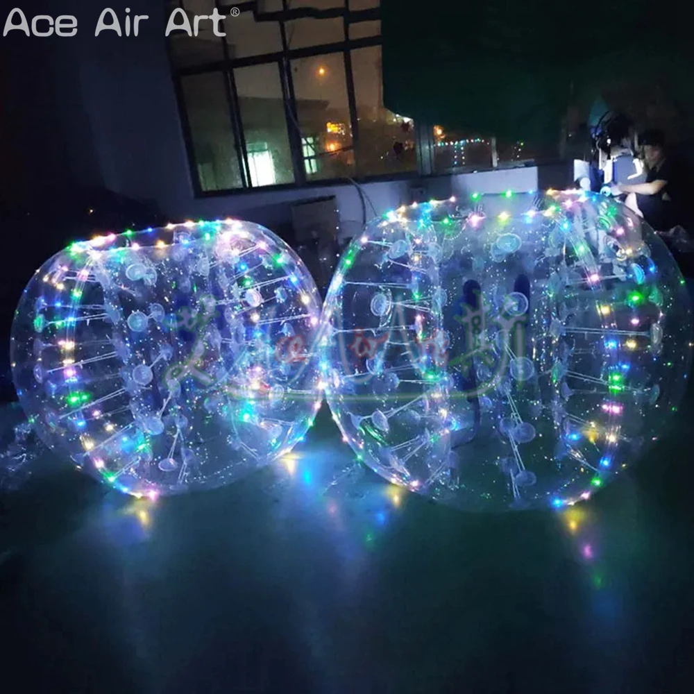 Reusable PVC Inflatable LED Bubble Bumper Ball Human Soccer Bubble Bumper Balloon Colorful Light Outdoor Events Comes Blower