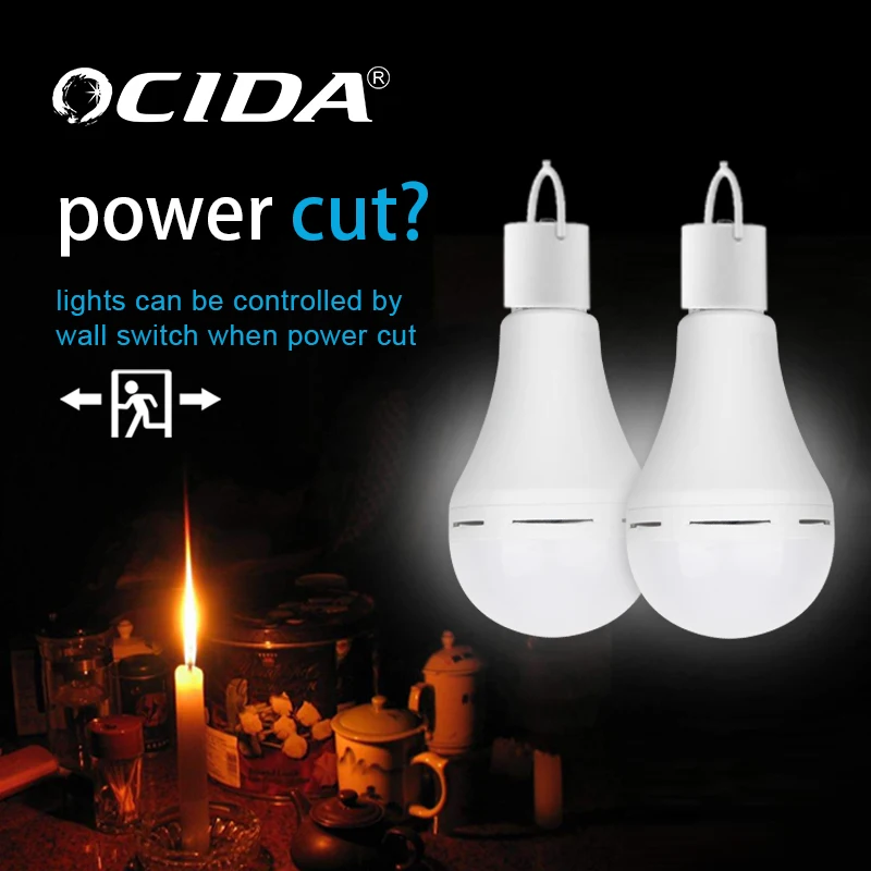 Led Plastic 9W 12W 15W 18W E27 B22 Battery Powered Light Rechargeable Led Emergency Bulb Energy Saving Indoor Lighting Bulb