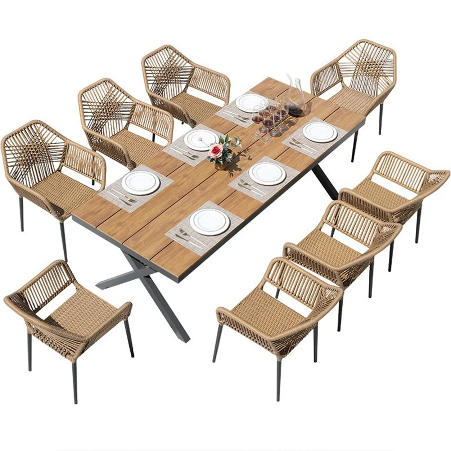 HWZY-03 Modern Outdoor Set Sectional Rattan Table and Chair Metal Furniture for Hotel Park Courtyard or Hall