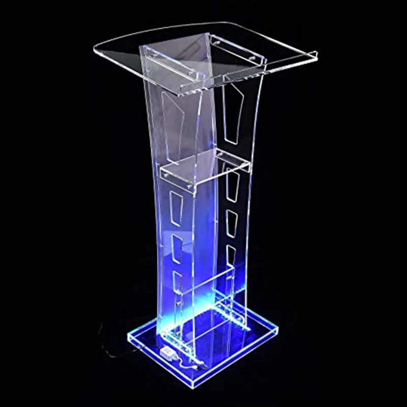 Wholesales Slanted Podium Conference Pulpit Clear Office Stand up Floor-Standing Lectern Acrylic Podium