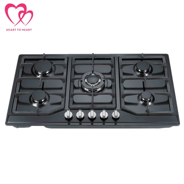 CE Certificated Stainless Steel panel built-in 5 burner gas cooker