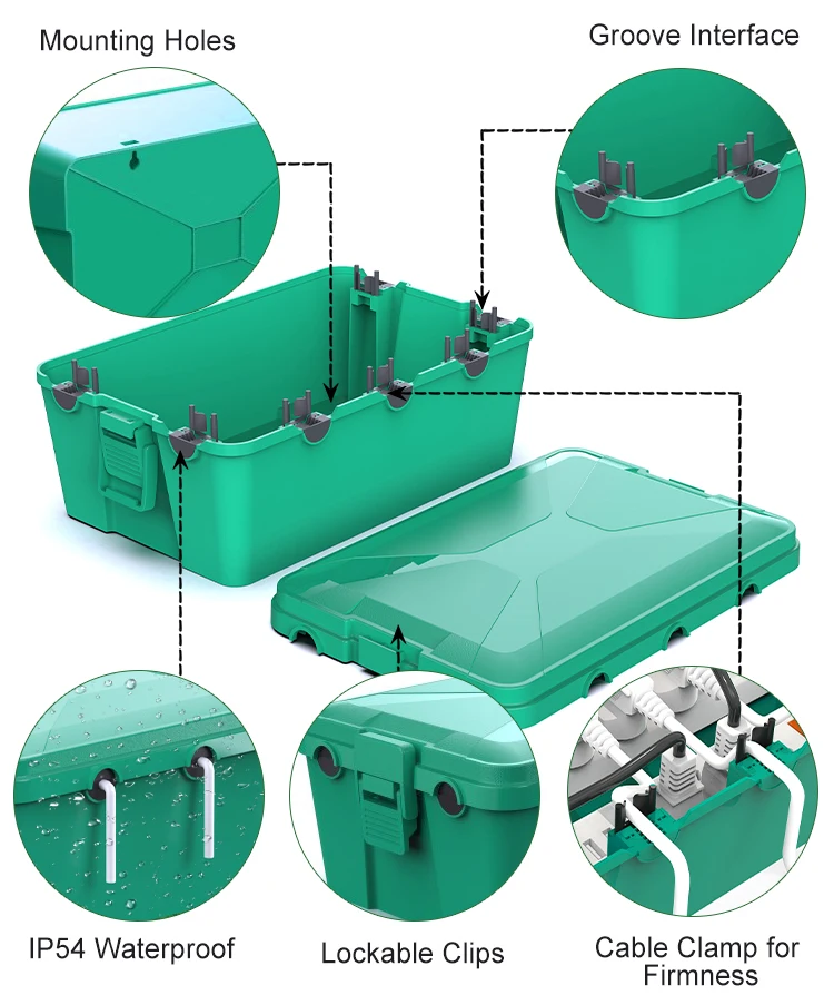 Factory Prices PP Plastic 330*215*132mm Electrical Junction Box Outdoor Extension Cord Connection Box for Holiday Light