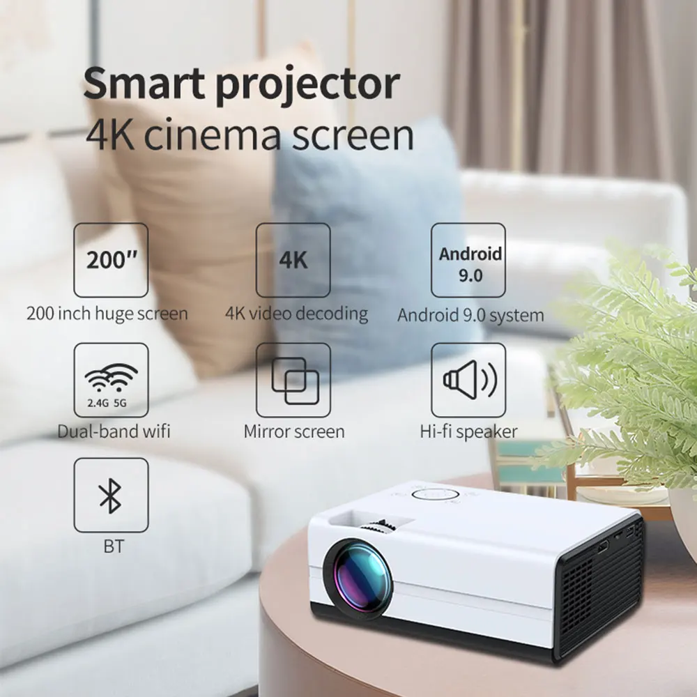 Outdoor overhead android smartphone portable full hd mini pico 4k 3d dlp led projector