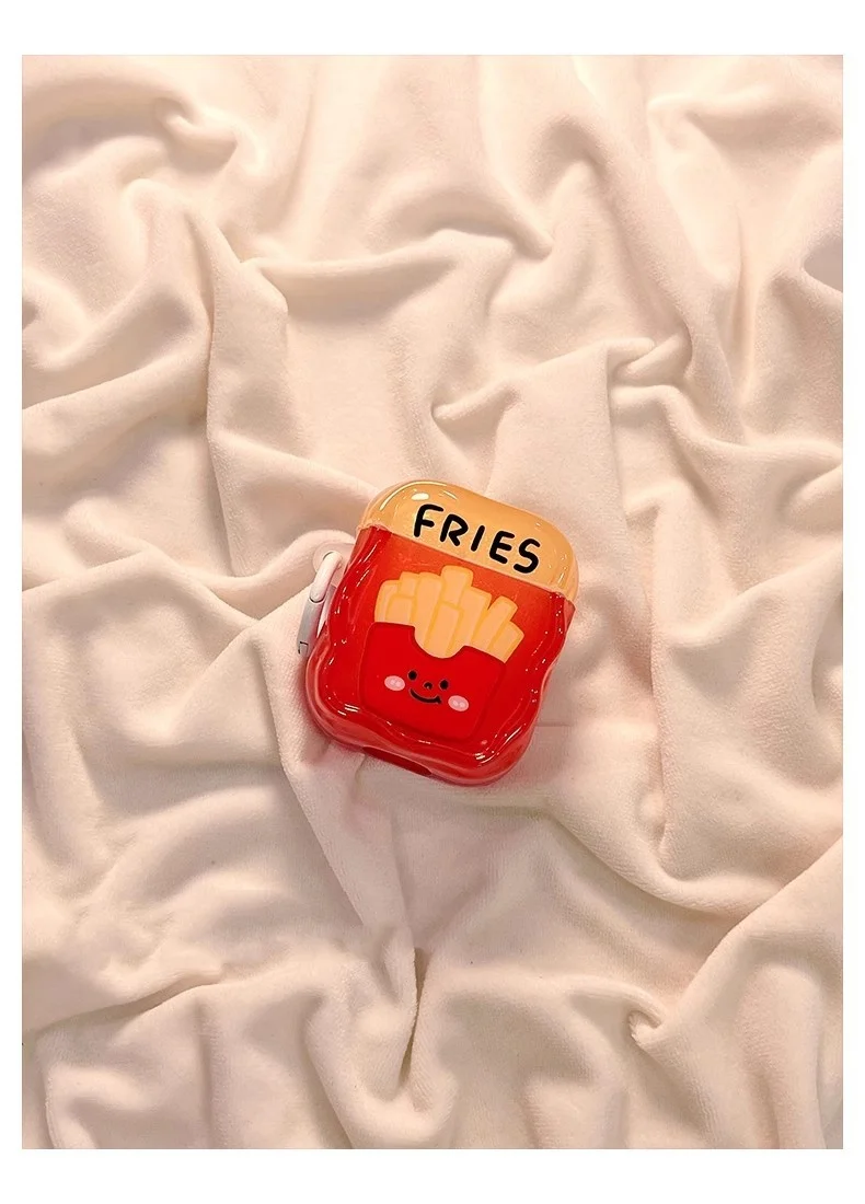 TPU Cartoon Funny and Cute Burger Fries Design Earphone Case For AirPods 1/2 3 Pro Waterproof Shockproof Ins Style
