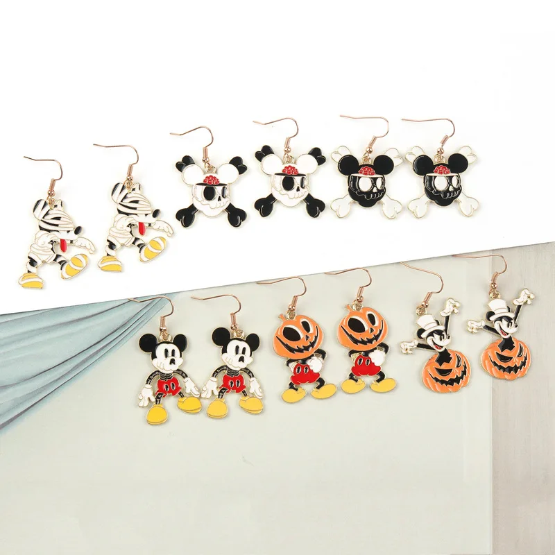 Popular Cartoon Mickey Stainless Steel Earring Wholesale Gold Plated Stainless Earring Enamel Disney Halloween Earrings for Kid