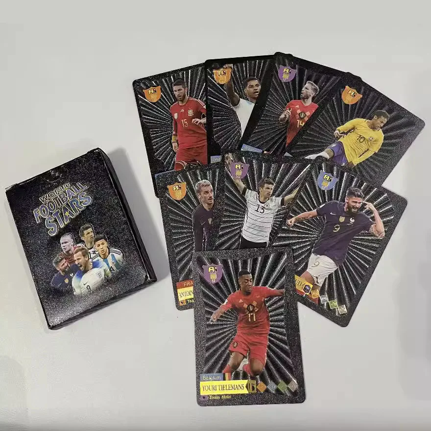 wholesale 55pcs football star Gold foil flash card Board game World Class collection