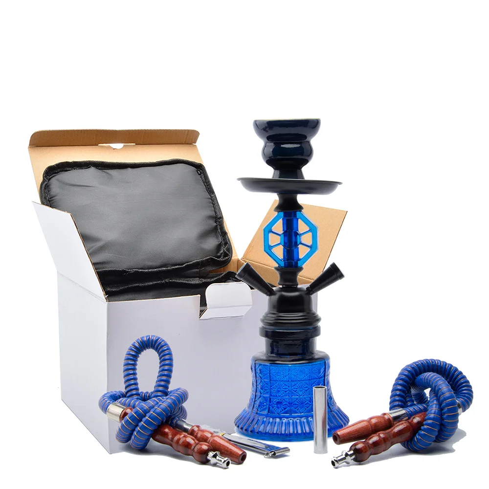 wholesale Color Double Tube Cheap Mini Hookah Small Shisha Box Hookah Set Glass Disposable Pumpkin Hookah