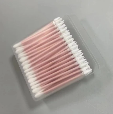100 Pcs Double Head Cotton Swabs Round Head Ear Cleaning Cotton Buds Makeup Remover Swabs Cotton Tips for Cosmetics Pink