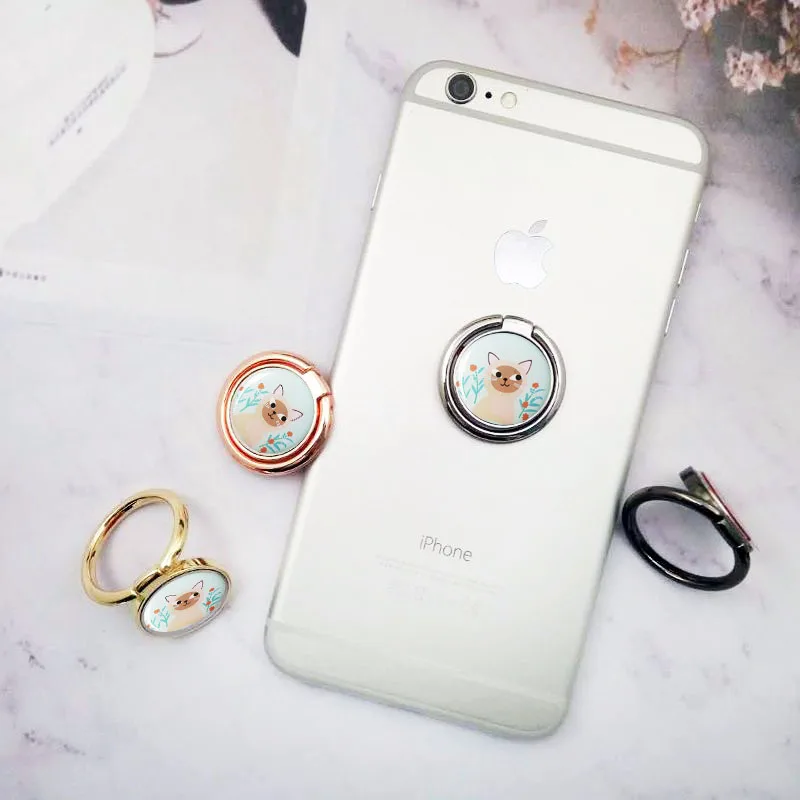 Custom Clear Epoxy Sticker Metal  Phone Ring Stand Universal 360 Degree Rotation Ring Holder for Any Smartphones