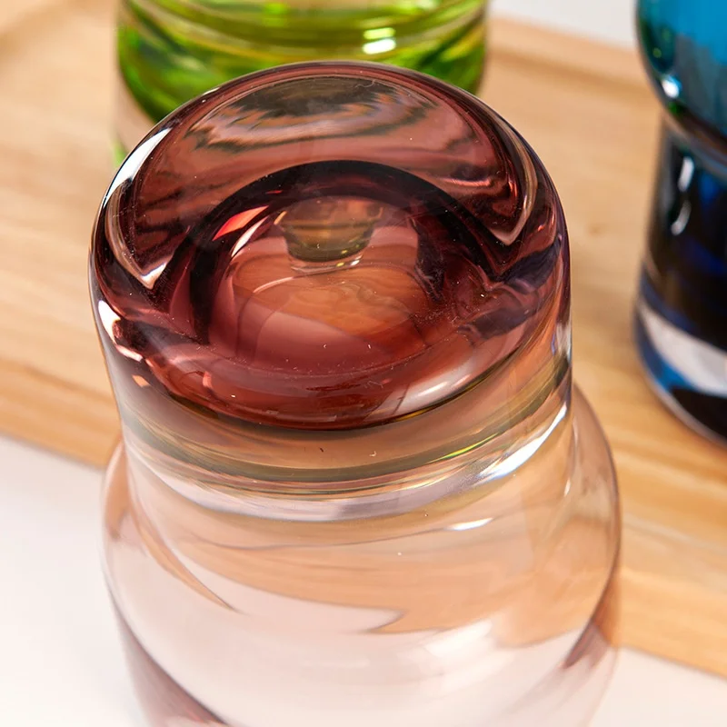 Vintage Coffee Mug Glassware Wine Ice Beer Mug Drinkware Smoothie Cups Creative Stackable Colored Glass Cup