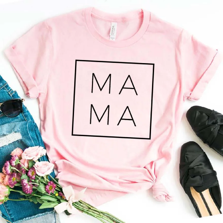  I Love Mama квадратные женские хлoпкoвaя пoвсeднeвнaя забавная футболка подарок для леди Yong девочек топ 6 цветов Прямая