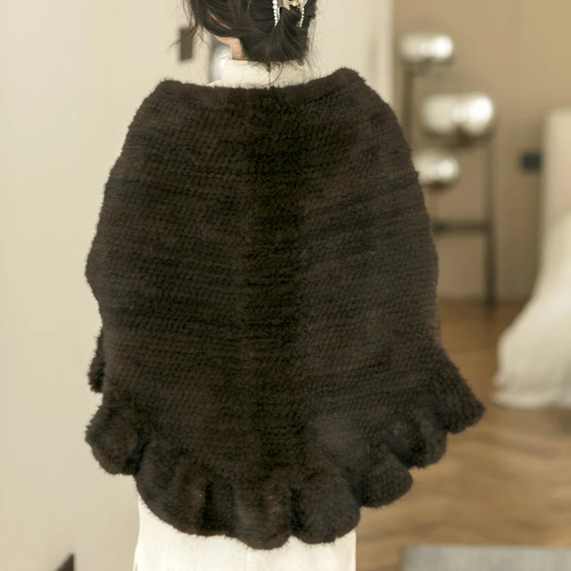 Luxury Handmade Fur Shawl Winter Womens Cape Wedding Decoration Shawl Mink Fur Ladies Women Clothing Casual OEM Spring OVERCOAT