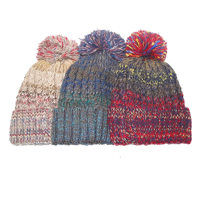 New arrival fashion women girls knitted winter cute daily pom beanie hat warmly caps wholesale