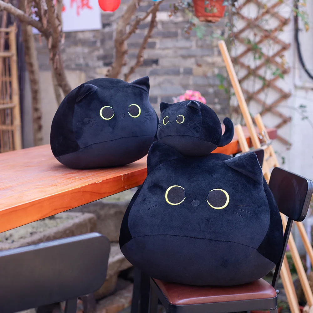 New 3D Black Cat Big Hugging Soft Plush Toy Pillow Cute kawaii Animal Stuffed Pillow Cushion Soft Cat Plush Doll toy