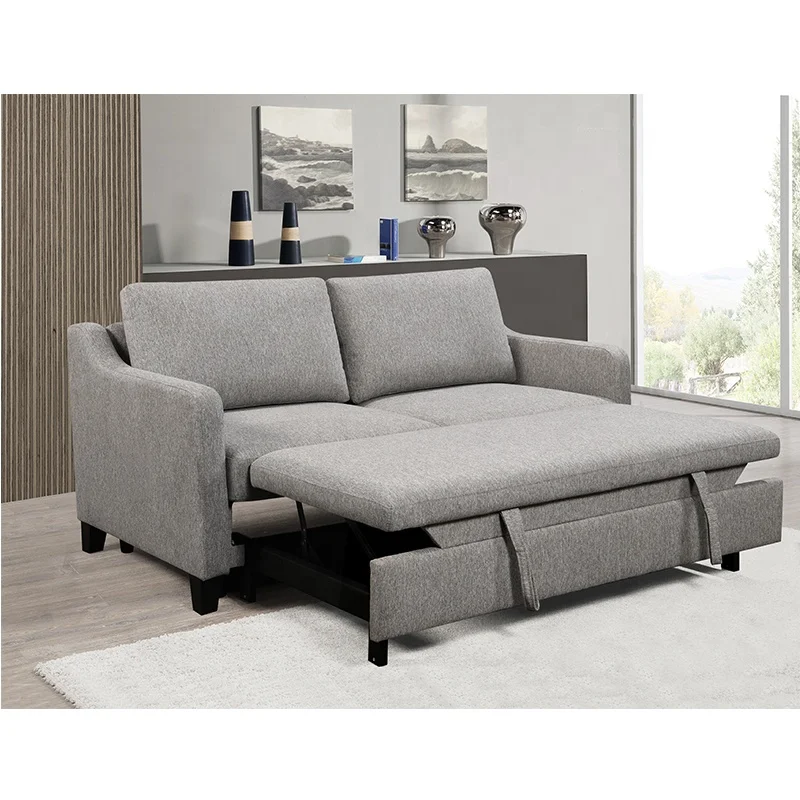 Customized 2 seats+ chair living room sofa foldable cup groove armrest L shaped sofa bed with storage wireless USB charge