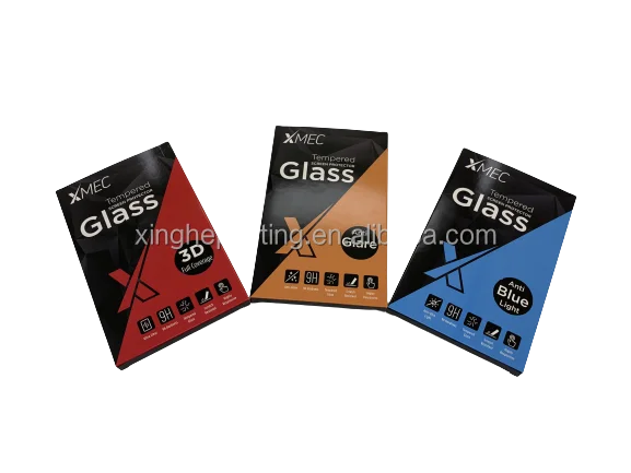 Wholesale Custom Printed Card Paper Phone Tempered Glass Screen Protector Box Packaging