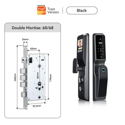 Security Automatic Wireless Password Card Tuya App Smart Fingerprint Door Lock With Cats Eye Camera