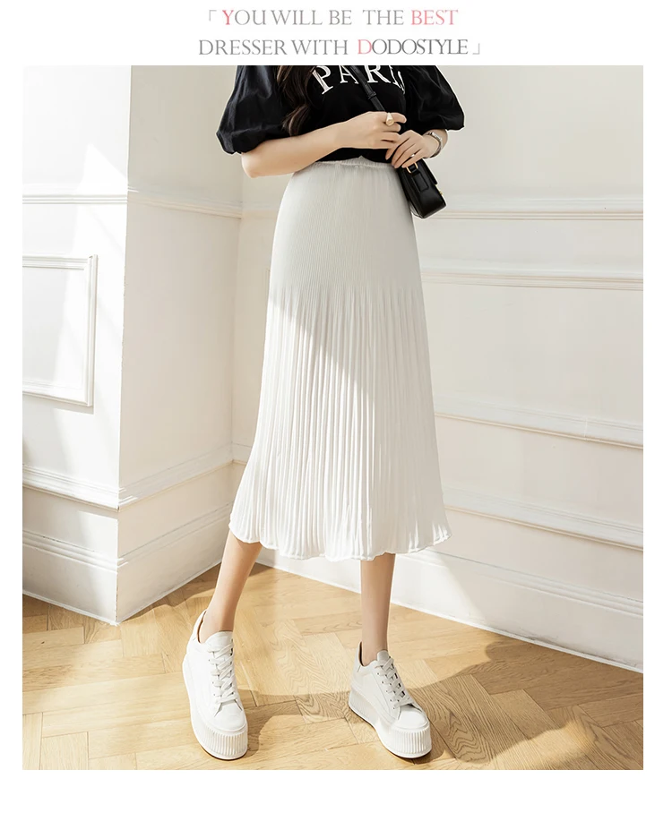 YiXin 2023 Spring Summer New Design Pleated Skirt Women Slim A Line High Waist Wholesale Long Skirts For Women