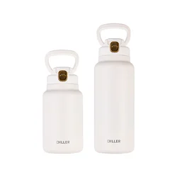 Customized Logo Large Capacity Sport Straw Flask Vacuum Stainless Steel Water Thermo With Handle Thermal Bottle